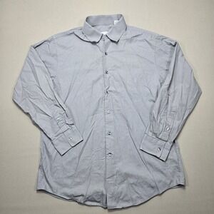 DKNY Striped Dress Shirt Button Up Long Sleeve Gray Mens‎ Size L